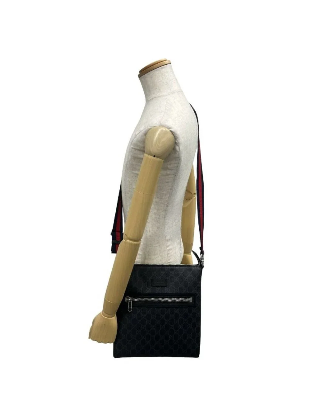 Gucci Sherry Line GG Supreme Logo Leather Shoulder Bag Cross Black